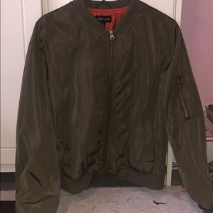 Olive bomber jacket coat